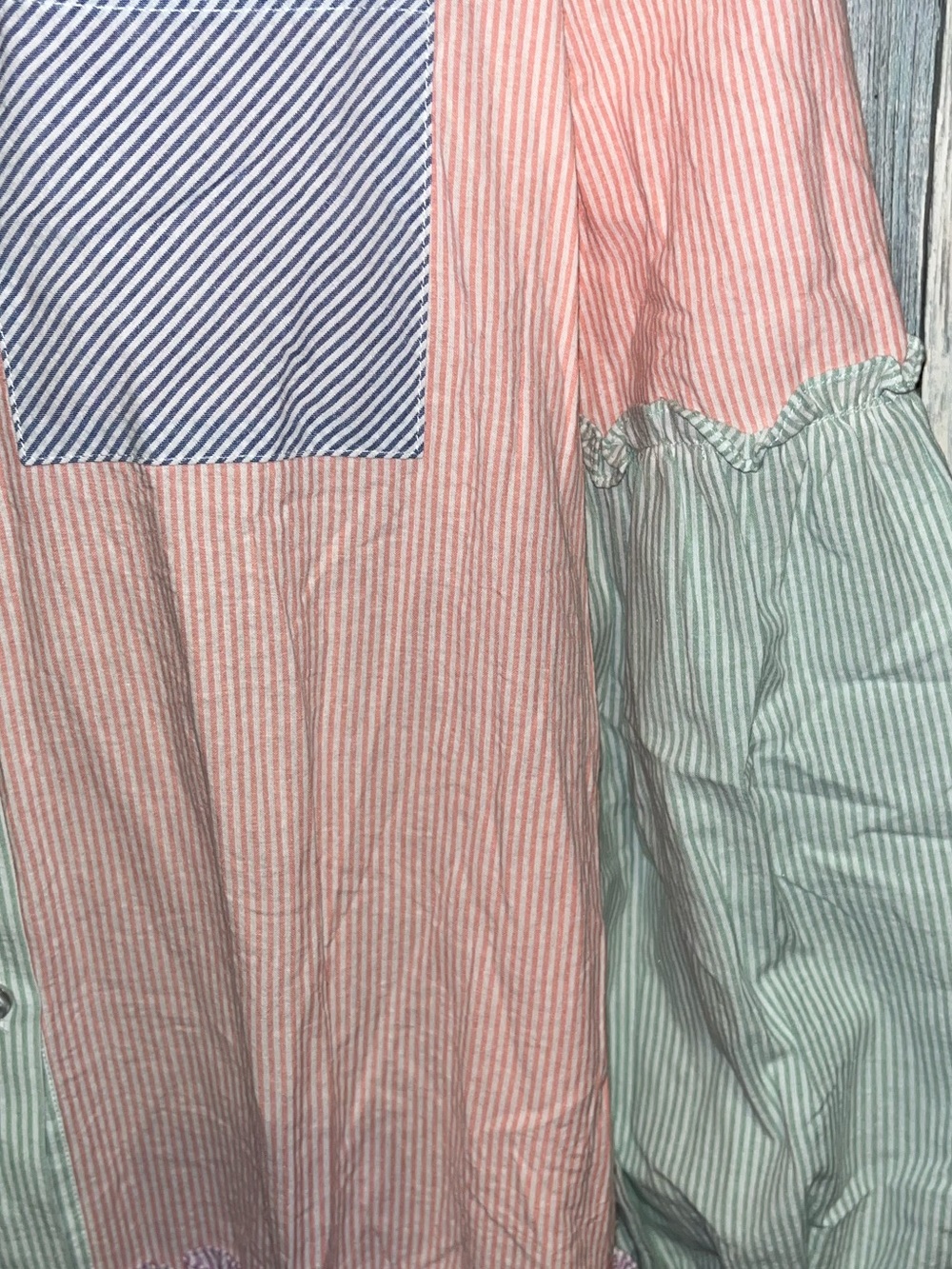Davi and Dani Large Pastel Colorblock Button-Down Babydoll Dress - Picture 7 of 9